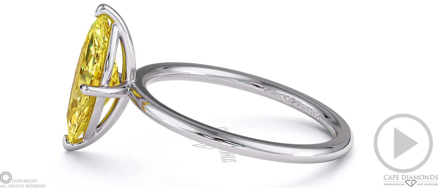 Yellow Lab Grown Diamond Marquise Solitaire Claw Engagement Ring White Gold top video