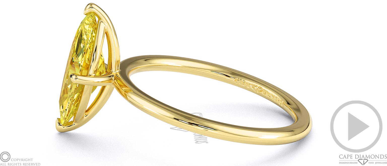 Yellow Lab Grown Diamond Marquise Solitaire Claw Engagement Ring Yellow Gold top video