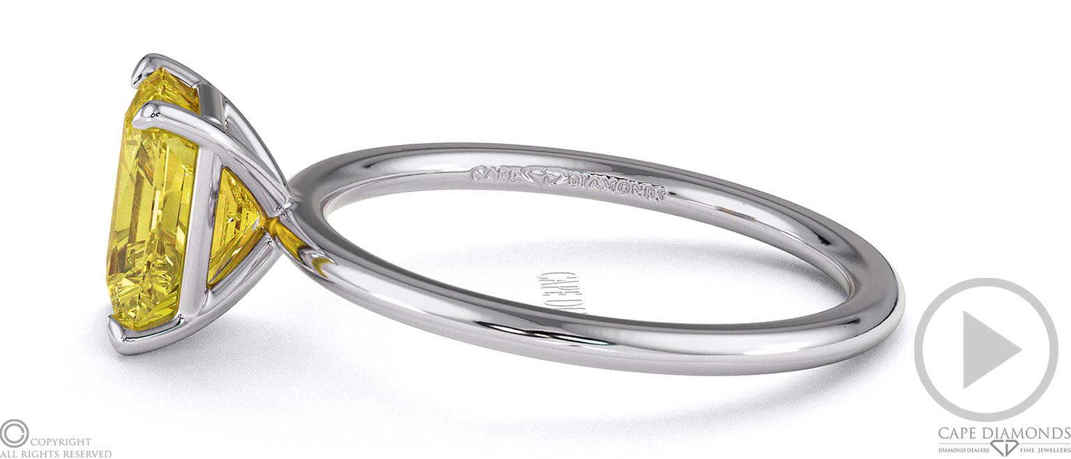 Yellow Lab Grown Diamond Radiant Solitaire Claw Engagement Ring White Gold top video
