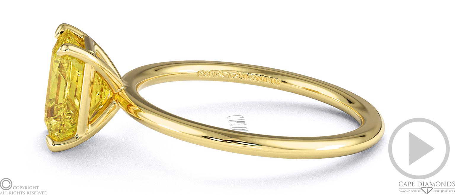 Yellow Natural Diamond Radiant Solitaire Claw Engagement Ring Yellow Gold top video