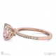 morganite engagement ring with hidden halo and side stones rose gold with 9k rose gold metal and radiant shape diamond