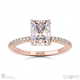 morganite engagement ring with hidden halo and side stones rose gold with 9k rose gold metal and radiant shape diamond