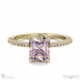 morganite engagement ring with hidden halo and side stones yellow gold with 18k yellow gold metal and radiant shape diamond