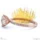 fynbos pincushion flower raised setting on petit lab grown diamond pavé thin squared band with 9k rose gold metal and round shape diamond