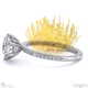 fynbos pincushion flower raised setting on petit lab grown diamond pavé thin squared band with 18k white gold metal and round shape diamond