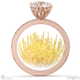 fynbos pincushion flower raised setting on petit lab grown diamond pavé thin squared band with 9k rose gold metal and round shape diamond