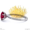pincushion fynbos flower high set engagement ring platinum with platinum metal and round shape diamond