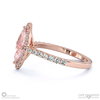 morganite halo marquise shaped side stone engaement ring rose gold with 18k rose gold metal and marquise shape diamond