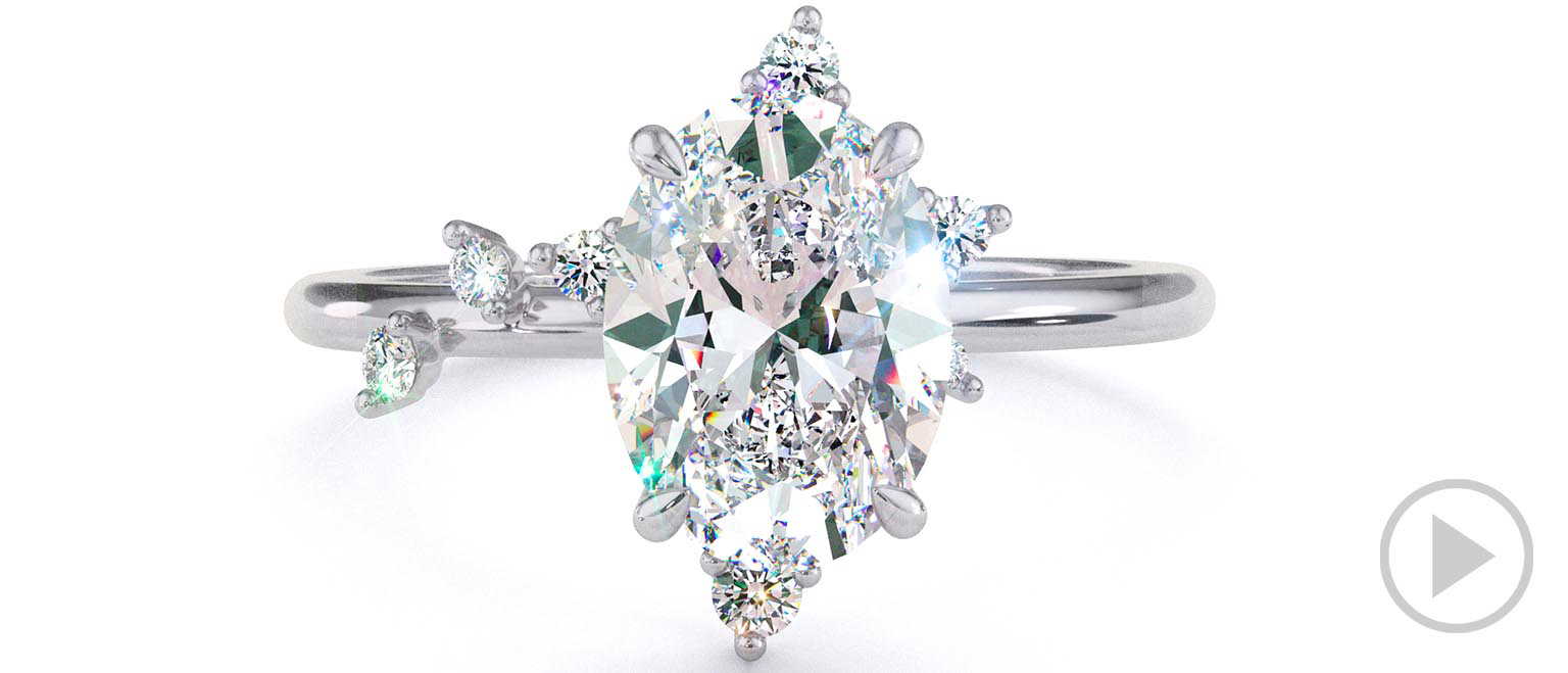 Southern Cross Star Natural Diamond Engagement Ring White Gold top video