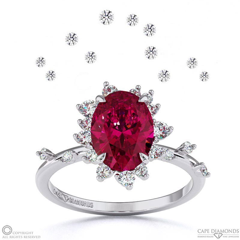 Karoo Stars Ruby Engagement Ring White Gold