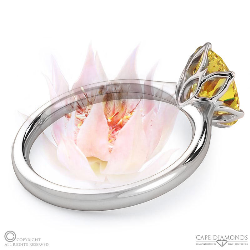 Blushing Bride Fynbos Yellow Natural Diamond Oval Solitaire Engagement Ring White Gold