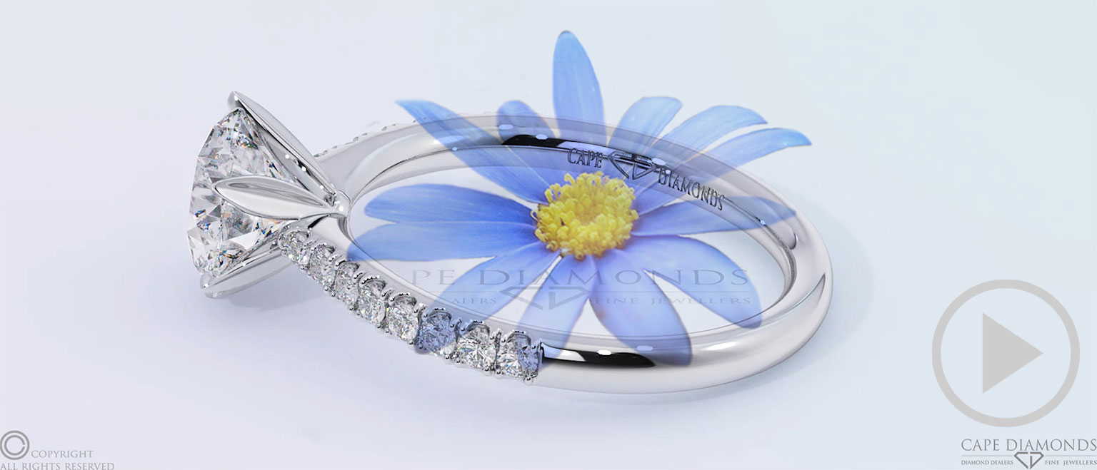 Daisy Pave Natural Diamond Engagement Ring White Gold top video