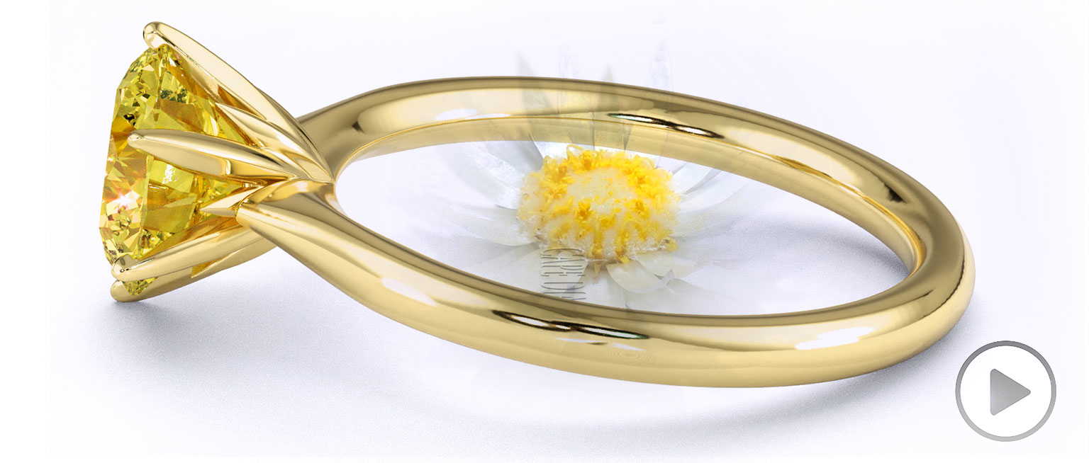 Everlasting Flower Fynbos Yellow Lab Grown Diamond Round Solitaire Engagement Ring Yellow Gold top video