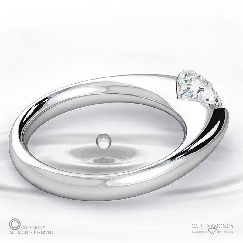Soul East-West Oval Natural Diamond Engagement Ring White Gold