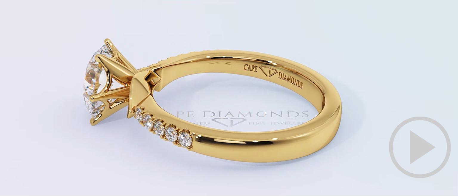 Stunning Strelitzia Double Side Stone Natural Diamond Engagement Ring Yellow Gold top video