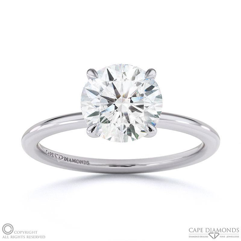 Round Lab Grown Diamond Solitaire Ring White Gold With Cat Claw Setting