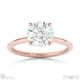 round-cut solitaire lab grown diamond ring rose gold with cat claw setting with 9k rose gold metal and round shape diamond