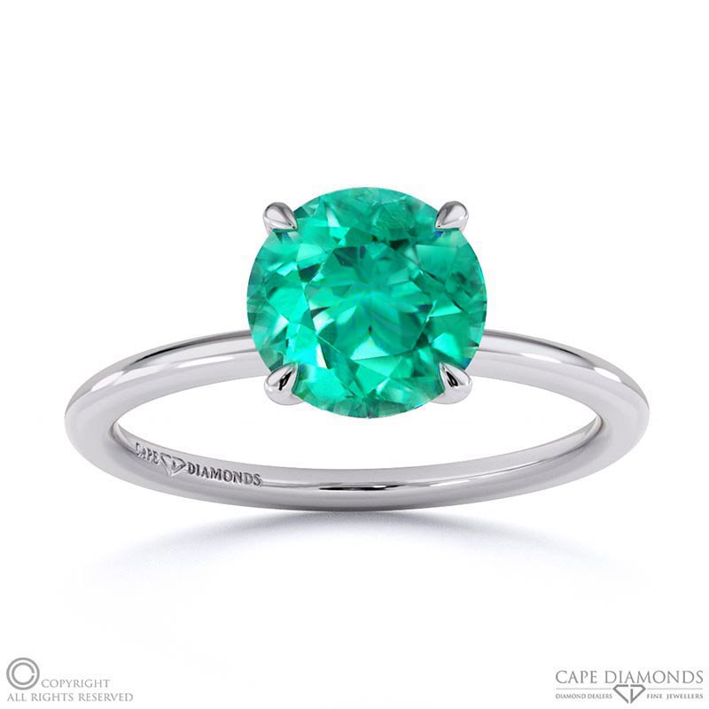 Tourmaline Round Solitaire Claw Engagement Ring White Gold