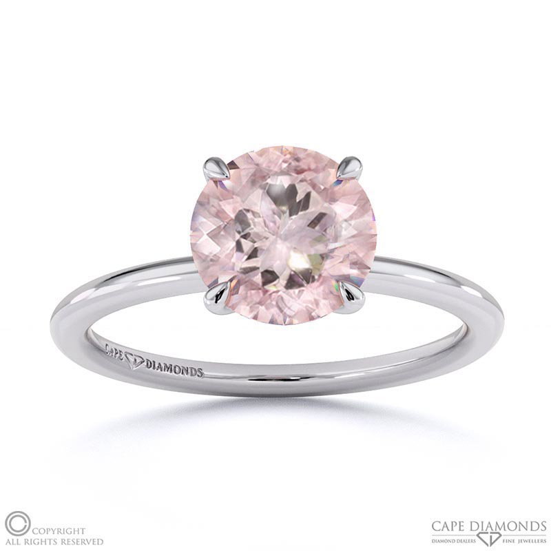 Morganite Round Solitaire Claw Engagement Ring White Gold