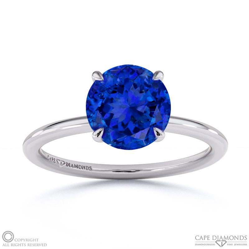 Tanzanite Round Solitaire Claw Engagement Ring White Gold