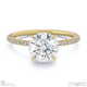 round-cut lab grown diamond with side stones engagement ring yellow gold with 9k yellow gold metal and round shape diamond