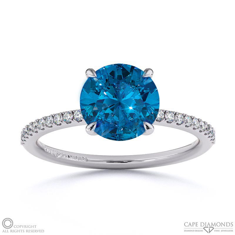 Sapphire Round Side Stone Claw Engagement Ring White Gold