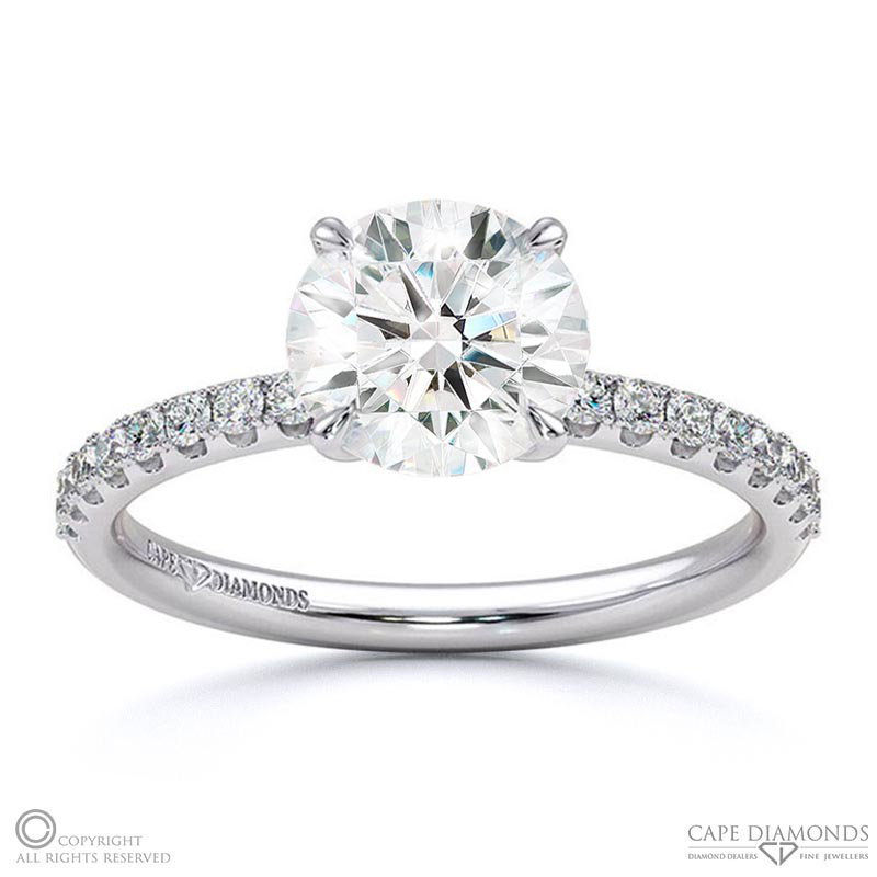 Cat Claw Round Natural Diamond Engagement Ring White Gold