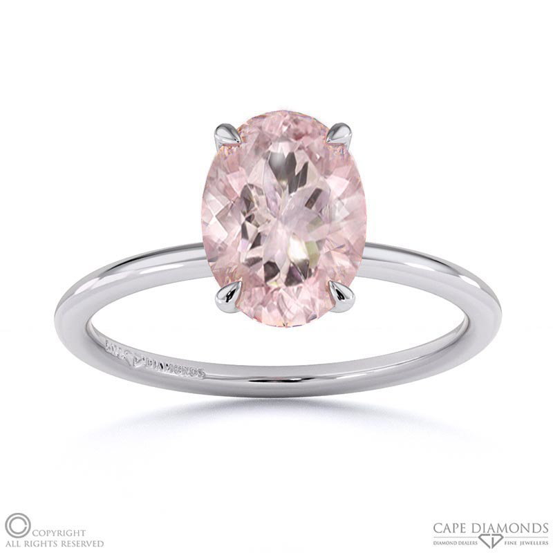 Morganite Oval Solitaire Claw Engagement Ring White Gold