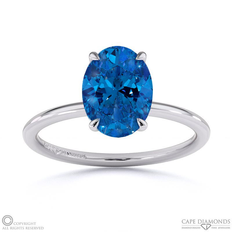 Sapphire Oval Solitaire Claw Engagement Ring White Gold