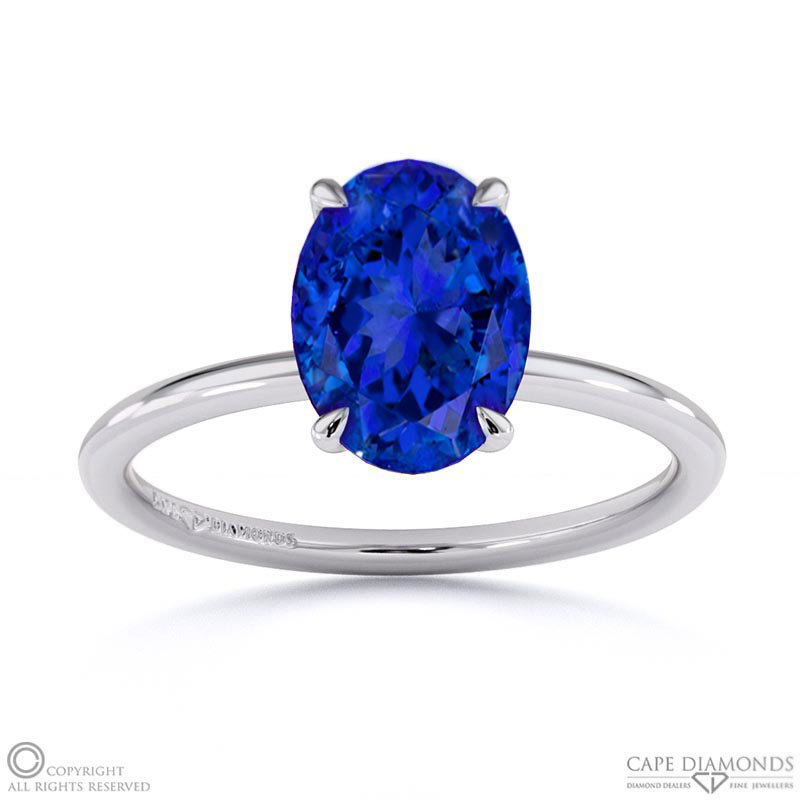 Tanzanite Oval Solitaire Claw Engagement Ring White Gold