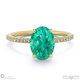 green lab grown diamond oval side stone claw engagement ring yellow gold with 18k yellow gold metal and oval shape diamond