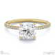 cushion-shaped lab grown diamond with side stones engagement ring yellow gold with 9k yellow gold metal and cushion shape diamond