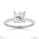 cushion solitaire lab grown diamond ring white gold with cat claw setting with 18k white gold metal and cushion shape diamond