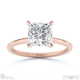 princess-cut solitaire natural diamond ring rose gold with 4 cat claws with 9k rose gold metal and princess shape diamond