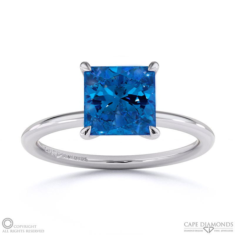 Sapphire Princess Solitaire Claw Engagement Ring White Gold