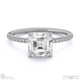 asscher lab grown diamond four cat claws side stones platinum with platinum metal and asscher shape diamond