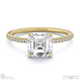 asscher-cut lab grown diamond with side stones engagement ring yellow gold with 9k yellow gold metal and asscher shape diamond