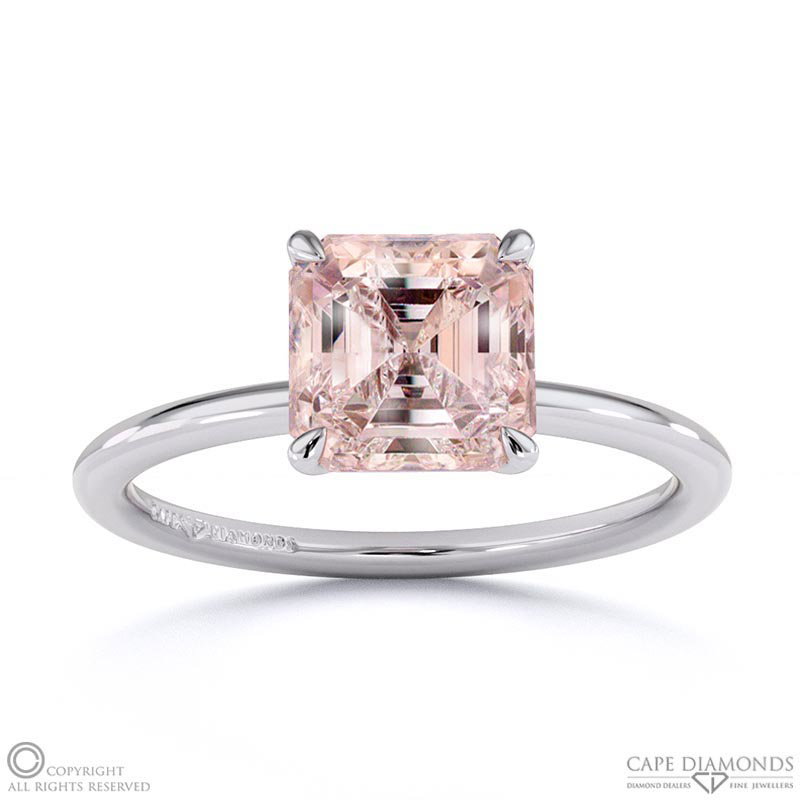Morganite Asscher Solitaire Claw Engagement Ring White Gold