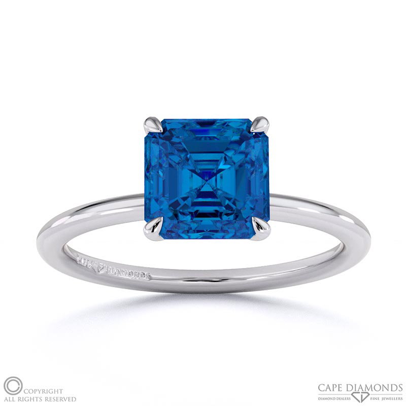 Sapphire Asscher Solitaire Claw Engagement Ring White Gold