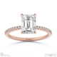emerald-cut lab grown diamond with side stones engagement ring rose gold with 9k rose gold metal and emerald shape diamond