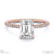 emerald-cut lab grown diamond with side stones engagement ring rose gold with 9k rose gold metal and emerald shape diamond