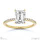 emerald cut lab grown diamond four claw side stones yellow gold with 18k yellow gold metal and emerald shape diamond