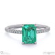 green lab grown diamond emerald side stone claw engagement ring white gold with 9k white gold metal and emerald shape diamond