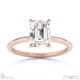 emerald-cut solitaire lab grown diamond ring rose gold with 4 cat claws with 9k rose gold metal and emerald shape diamond