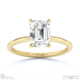 emerald-cut solitaire lab grown diamond ring yellow gold with cat claw setting with 9k yellow gold metal and emerald shape diamond