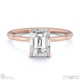 emerald-cut solitaire lab grown diamond ring rose gold with 4 cat claws with 9k rose gold metal and emerald shape diamond