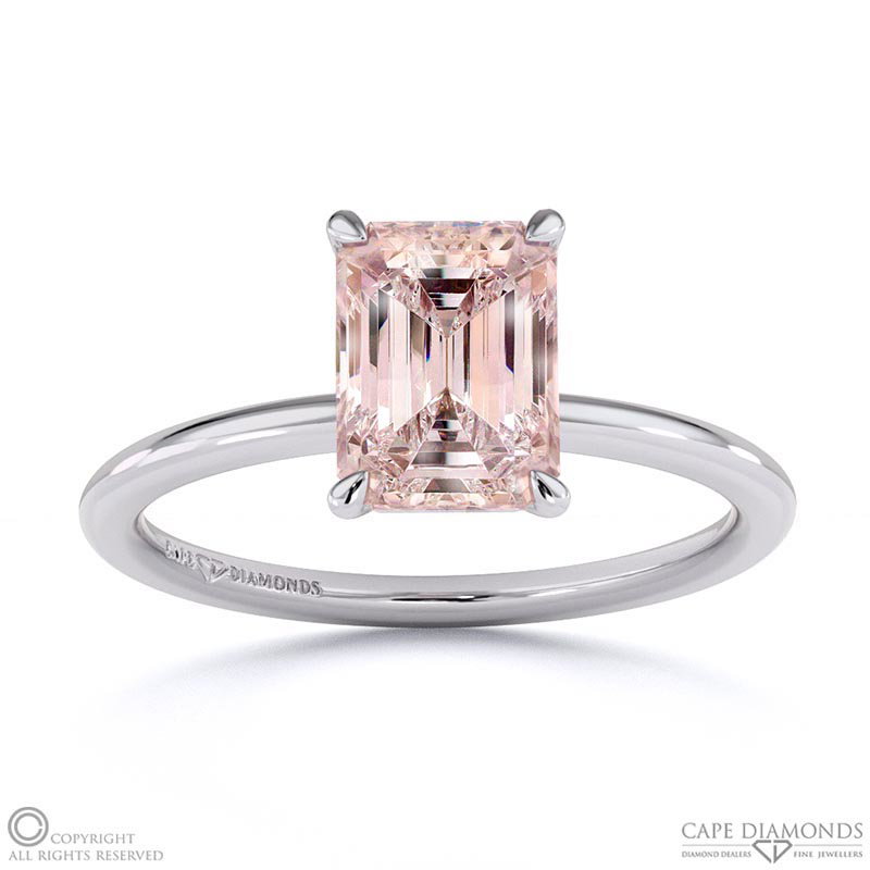 Morganite Emerald Solitaire Claw Engagement Ring White Gold