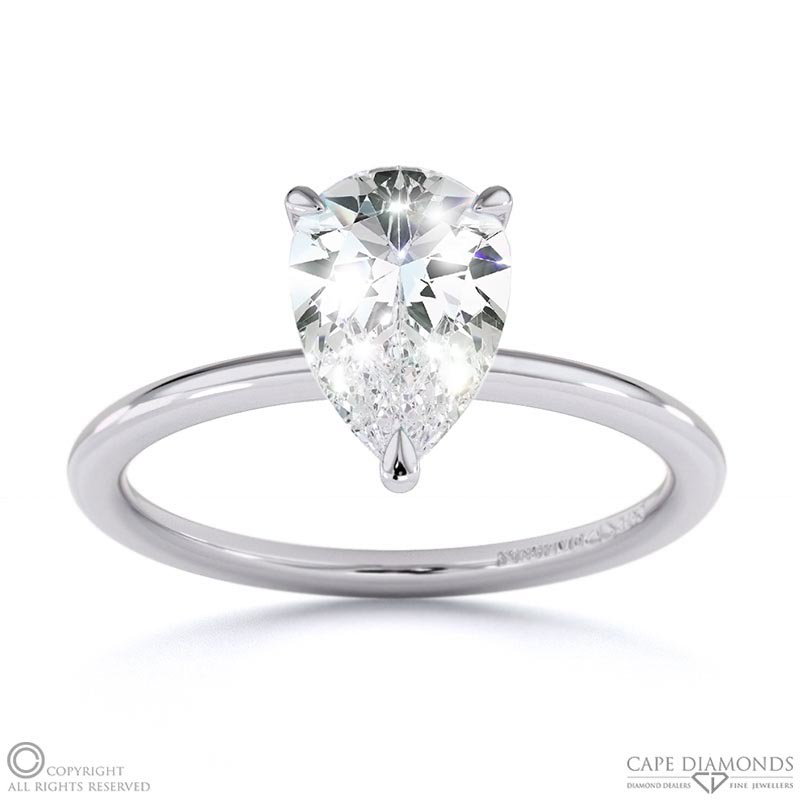 Pear-Shaped Solitaire Lab Grown Diamond Ring White Gold