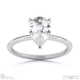 pear solitaire lab grown diamond ring white gold with cat claw setting with 9k white gold metal and pear shape diamond