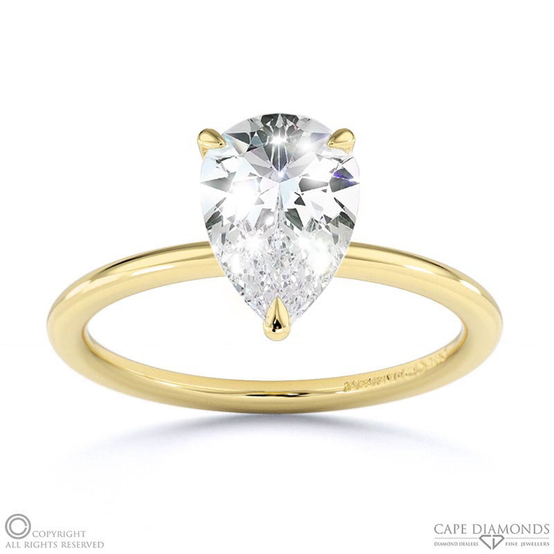 Pear-Shaped Solitaire Lab Grown Diamond Ring Yellow Gold